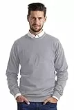 BlauerHafen Herren Slim-Fit Sweater Pullover Rundhals Crew Langarm Lässige Baumwolle Jumper (Grau, M)