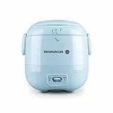 REISHUNGER Mini Reiskocher, hellblau | 0,3 L - 1-2 Portionen | hochwertige Keramikbeschichtung - Premium Topf | Handliche Größe für kleine Haushalte und unterwegs