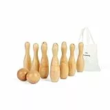 Bigjigs Toys Bowling-Set mit 10 Pins, 12-teiliges Holzkegel, Gartensets und Rasenspiele, umweltfreundliche Geschenke für Kleinkinder und Kinder, ab 2 Jahren