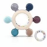 akolik Beißring Baby, BPA-frei Zahnungshilfe aus Silikon, Baby Spielzeug ab 0 3 6 9 Monate, Beissring Babys, Rassel Ruder Greifling Beißspielzeug, Erstausstattung Neugeborene, Geschenk Mädchen Junge