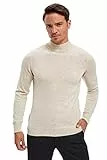 DeFacto Herren Strick Pullover Langarm Rollkragen Sweater - Slim fit Pulli für Herren (LT.BEIGE,3XL)