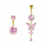 Rajnard Bauchnabelpiercing Gold Silber Chirurgenstahl Schmetterling Bananabells Piercing Schmuck 6mm 8mm 10mm 12mm 14mm Stablänge