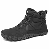 Mishansha Barfußschuhe Winter Herren Winterschuhe Damen Winterstiefel Gefüttert Warm Barfusschuhe Winter Outdoor Schneestiefel Winterboots Schwarz EU Gr.39
