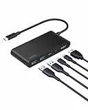 Belkin USB C Hub, 5-in-1 Docking Station, HDMI, 4K bei 60 Hz, 100 W Power Delivery, 5 Gbit/s Datentransfer, USB-C Adapter für MacBook, iPad Pro, Chromebook usw., Verbessertes HDMI 2.0 – Schwarz