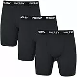 INNERSY Boxershorts Herren Schwarz Lange Unterhosen Männer Trunks Unterwäsche mit Eingriff 3 Pack (XL, 3 Schwarz)