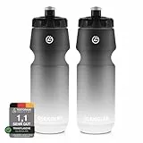 GLEKGLEK Trinkflasche Fahrrad 750ml BPA Frei, Auslaufsicher Sportflasche, Spülmaschinengeeignet, für Outdoor Fitnessstudio Wandern Radfahren (Schwarz Weiß) - 750 ml x 2