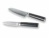 ECHTWERK 2-teiliges Damaszener Messer Set, Santokumesser ca. 13cm/Schälmesser ca. 8cm, Küchenmesser, japanisches Messer, Gemüsemesser, Damaststahl, Pakka-Holz, inkl. Geschenkbox