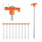 Relaxdays Felsbodenhering 10er Set, Erdanker für Harte Böden, 25 cm, Bodenanker, Zeltzubehör, Stahl verzinkt, orange, 25 x 4 x 1.5 cm