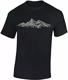 Baddery Wander T-Shirt Herren - „Alpengipfel“ (Schwarz XL)