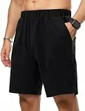 Wayleb Kurze Jogginghose Herren Baumwolle Locker Shorts Zuhause Freizeit Sommer, Schwarz-B XXL