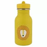 Trixie Baby Trinkflasche aus Edelstahl, 350ml/500ml, Auslaufsicher, mit Tragekordel, Schlanke Form für Kleine Hände, Bruchsicher, ab 3 Jahren (Mr. Lion, 350ml)