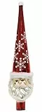 zeitzone Christbaumspitze Weihnachtsmann Echt Glas Rot Weiß Weihnachtsbaumspitze 30cm