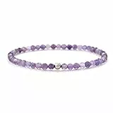 BERGERLIN Amethyst Armband echt mit 925 Sterling Silberperle - facettierte Perlen - Größe M