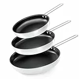 COOKNANO Bratpfannen,3-teiliges Pfannen-Set 22/26/30 cm, 4-Schicht-Edelstahl-Antihaftpfanne,Sichere Antihaftversiegelung, umweltfreundlich,Induktionsgeeignet,leichte Reinigung
