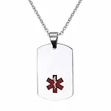 Flongo SOS Notfall Medical Alert ID Marke Herrenkette Männer Anhänger Halskette Silber Gold Kette Kostenlose Gravur Dog Tag Personalisierte Medizinische Marke Militärische Erkennungsmarke