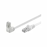 Goobay 94180 CAT.5e F/UTP Patch-Kabel 90° nach oben gewinkelt, gerade / oben gewinkeltes Netzwerkkabel, doppelt geschirmt, 3 Meter, weiß