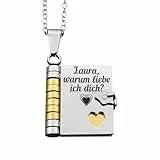 Generisch Personalisierte Kette Damen und Herren – Silber & Gold Buch Anhänger – Edelstahl 316L – Gravur auf Cover & 6 Seiten – Kette Mit Namen – Besondere Geschenke für Mama, Oma, Freundi