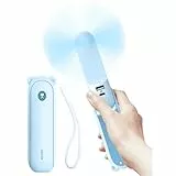 JISULIFE Handventilator Mini Ventilator 3 IN 1, mit 4500 mAh Powerbank USB Akku Klein, Batteriebetrieben Max 37Hrs Runtime Tragbarer Ventilator, Taschenlampen Funktion-Blau