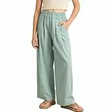 Rolanko Mädchen-Hose mit Weitem Bein, Fließender Paperbag Stil Elastische Taille Sommer Palazzo Hose mit Taschen für lockere Passform, Ozean Blau, 13-15 Jahre/170