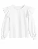 Weardear Mädchen Sweatshirt Rüschen Langarm Pullover Rundhals Kinder Herbst Winter Freizeit Sport Langarmshirt für Mädchen 13-14 Jahre