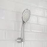 SCHÜTTE Handbrause NAPOLI | Samtstrahl-Technologie | Duschkopf mit Anitikalk-Noppen | 3 einstellbare Strahlarten und Wasserstopp-Funktion | Brausekopf Antikalk für die Dusche | Chrom