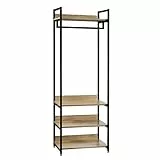 WOLTU Kleiderständer mit Regal Kleiderschrank Offener mit Schuhregal Garderobenständer für Schlafzimmer, Holz und Stahl