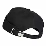 Minicloss Docker Cap Herren Damen Hut, Verstellbar Hafenmütze, Ohne Schirm Beanie Cap Retro Brimless Hat,Chinesischer Stil,Baumwolle,Kurz,Schwarz