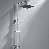 Auralum Regendusche ohne Armatur, Duschgarnitur mit Regendusche Quadratischer Duschkopf 25cmx25cm, Regenwalddusche Höhenverstellbar Duschstange von 74-109cm, Edelstahl Regendusche ohne Duscharmatur