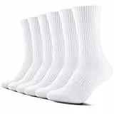 TUUHAW Socken Herren Damen 6 Paar Sportsocken Atmungaktive tennissocken,Weiß 43-46