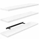 STOREMIC 60cm L Wandregal, 3-teiliges Schweberegal-Set für Bad-/Wohn-/Schlafzimmer/Küche, weißes Wandregal Holz mit unsichtbaren Halterungen, 60 x 17 x 3cm