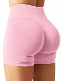 YEOREO SoftHue Damen Sport Shorts Invisible Scrunch Butt Lifting Gym Workout Shorts 4.5' Seamless Kurze Leggings Damen Push Up Booty Biker Shorts Rosa M