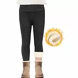 SPFASZEIV Thermo Leggings Mädchen Gefütterte Hose Kinder Dicke Winter Warme Lange Baumwolle Leggings mit Fleece 6–7 Jahren Schwarz