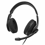 Hama USB Headset, Over Ear Kopfhörer mit Mikrofon (PC Headset mit Lautstärkeregler und verstellbarem Mikro, USB-A-Stecker, 2m langes Kabel, für Videokonferenzen, Homeoffice, eLearning) schwarz