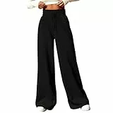 HSUAYEUD Jogginghose Damen Lang,Jogginghose Damen Baumwolle Freizeithose Lang offenem Boden Yogahose Sporthose Geradem Bein Hose mit Taschen