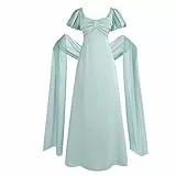 Fiamll Regency Kleid Damen Ballkleider Lang Viktorianische Kleider für Hochzeit mit Schal und Handschuhen XL