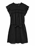 VERO MODA Damen Vmtrine Sl Short Lace Dress WVN Ga Noos, Black, Medium
