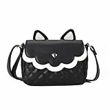 Gladdon Katze Handtasche,klein Umhängetasche Katzentasche crossbody bag niedliche kleine Messenger Tasche Verstellbarer Schultergurt Geldbörse für Teenager Mädchen Frauen Mit Geschenkbox（Schwarz）
