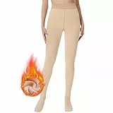 HIPOWER Thermo Strumpfhose Damen Winter Gefütterte Strumpfhose High Waist Warme Dicke Thermostrumpfhose Gefälschte Durchscheinend Bauchweg Pantyhose Plüsch(Hautfarben, M)
