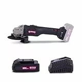 Gomag Akku-Winkelschleifer GO-WS125 20V | Trennscheibe 125 mm | Softstart | 6-stufen Drehzahleinstellung | 3-Positionen-Frontgriff | inkl. 2Ah Akku & 2,4A Ladegerät