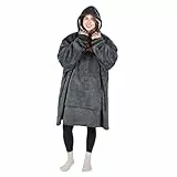 Catalonia Classy Übergroße Sherpa Hoodie Decke, Flauschige Kuscheldecke mit Ärmeln und Kapuze, Warme Oversized Kapuzenpulli Decke, Tragbare Decke zum Anziehen Geschenkidee für Damen Herren