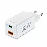 Hama Schnellladegerät USB C und USB A (2 Port Universal Ladestecker für Smartphone iPhone, Samsung u. Tablet, Mehrfach Ladeadapter 38 Watt mit Power Delivery und Qualcomm Quick Charge, Mini Ladegerät)
