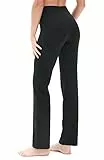 icyzone Damen Bootcut Yogahose Lange Sporthose Hohe Taille Flare Fitness Training Hosen (M, Schwarz)