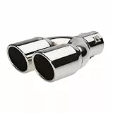 Simoni Racing Auspuffblende Doppel Rund/Schräg Edelstahl - Ø76xL230mm - Anschluß -58mm