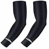 COOLOMG Arm Sleeves Ärmlinge Kompression Bandage Rutschfest Anti UV Sport Fahrrad Volleyball Basketball für Damen Herren Kinder 1 Paar Schwarz M