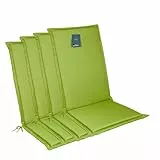 LILENO HOME Gartenstuhl Auflagen [4er Set - Hochlehner] in Apfelgrün - Bequeme Liegen als Sitzauflagen für Gartenmöbel - Stuhlkissen für Gartenstühle und Klappstühle MIA