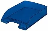 Leitz Briefkorb Standard A4, Transparente Briefablage in Premium-Qualität, Stapelbares Ablagefach als Schreibtisch-Organizer, Hochglänzende Oberfläche, Kombinierbar mit Plus-Serie, Blau, 52260039