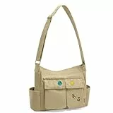 SKCOYH Canvas Messenger Bag – Kuriertasche mit Multi-Pockets & Metall-Schnalle, Crossbody Bag Herren & Damen, ideal für Schule, Uni, Reisen & Alltagspendeln.(Khaki)