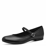 MARCO TOZZI Damen Ballerinas mit Riemchen Vegan, Schwarz (Black Nappa), 39 EU
