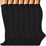 HBselect Kompressionsstrümpfe Damen und Herren - 7 Paar, Kompressionssocken Stützstrümpfe für Sport, Laufen, Flug, Reise, Radsport, Kniestrümpfe, Thrombosestrümpfe Damen Schwarz