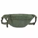 Micmores Damen Bauchtasche aus Cord, Modische Umhängetasche Crossbody Bag, Praktische Brusttasche Gürteltasche für Outdoor, Sport, Reise, Laufen, Schule(Grün)